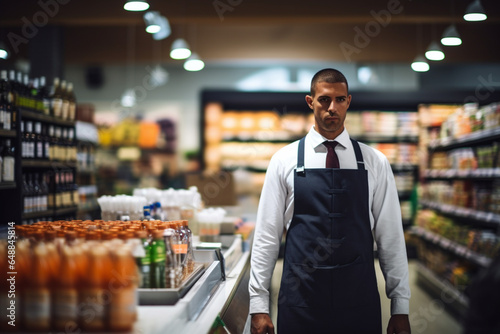 Retail clerk working in a supermarket