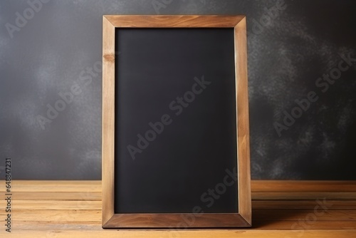 menu blackboard frame on wooden table