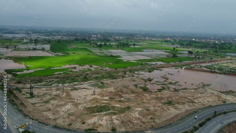 Aerial view of fields during travel in raining season Aerial view of fields during travel in raining season