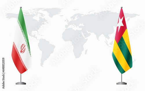 Iran and Togo flags for official meeting