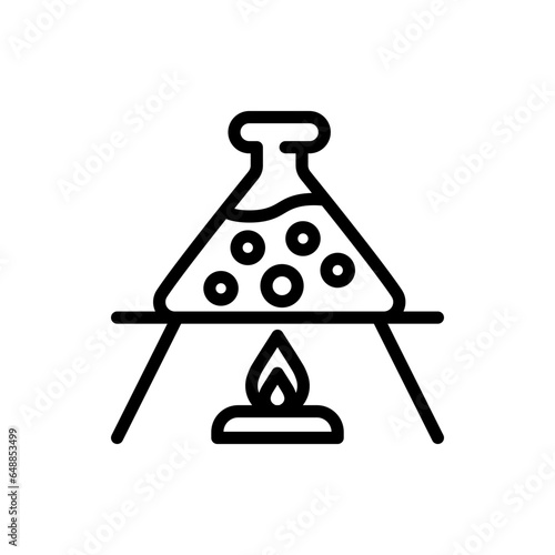 Erlenmeyer Flask and Chemical Burner Icon In Trendy Design Vector Editable Stroke