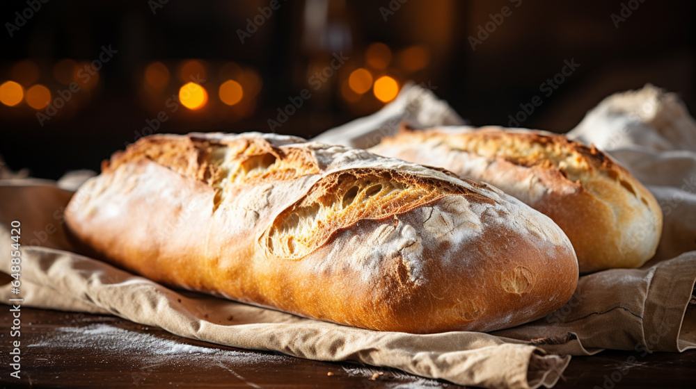 Ciabatta bread, Italian artisanal delight. Rustic, with a crisp, flour-dusted crust, and a soft, airy interior, perfect for sandwiches or olive oil dipping. Ciabatta bread, Italian artisanal delight. Rustic, with a crisp, flour-dusted crust, and a soft, airy interior, perfect for sandwiches or olive oil dipping.