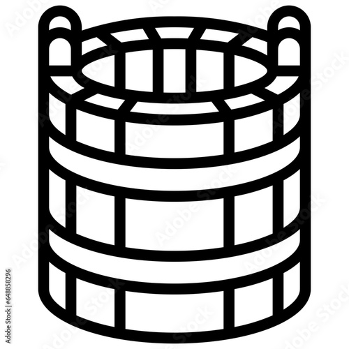 WOODEN PAIL filled outline icon,linear,outline,graphic,illustration