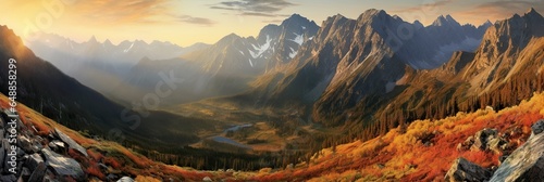 Panorama mountain autumn landscape. © Md