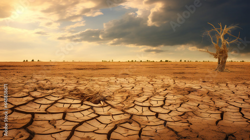 dry cracked soil, natural disaster - drought