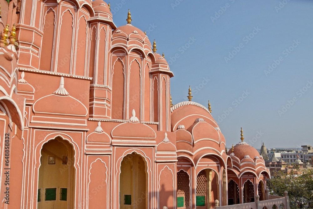 Exterior of Hawa Mahal “Palace of the Winds”. JAIPUR'S MAGNIFICENT ICONIC LANDMARK