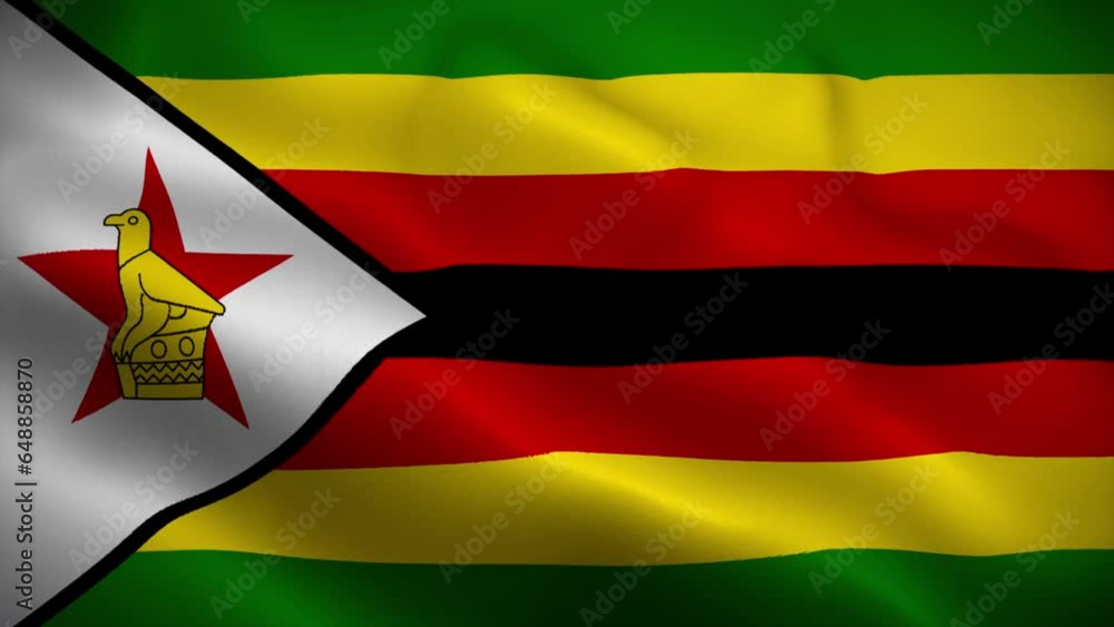 Zimbabwe flag waving animation, perfect loop, official colors, 4K video Zimbabwe flag waving animation, perfect loop, official colors, 4K video