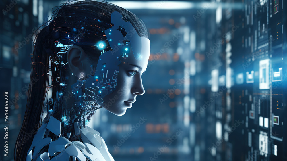 The conceptualization of artificial intelligence as the next-generation technology in a futuristic context - AI Generated Person The conceptualization of artificial intelligence as the next-generation technology in a futuristic context - AI Generated Person