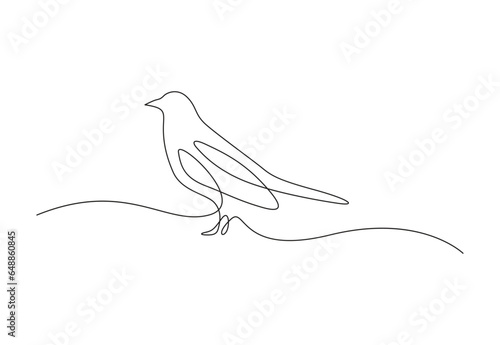  Bird silhouette continuous one line drawing vector illustration. Isolated on white background. Premium vector.