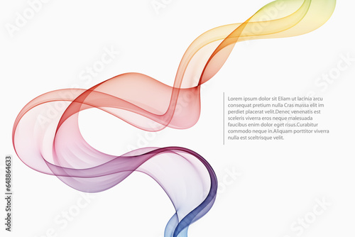 Abstract colorful smooth wave lines on a white background. Design element, color spectrum.