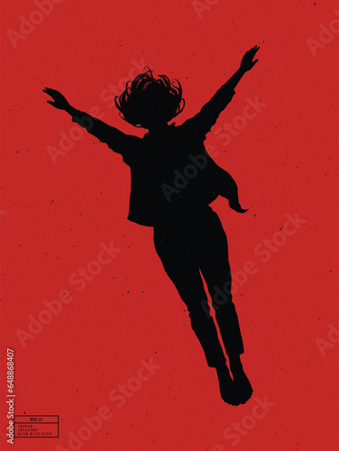 Silhouette of person under water. Falling man isolated vector outline