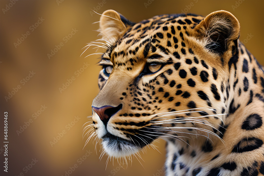 leopard animal in the wild close up with all the spots side view generated by ai