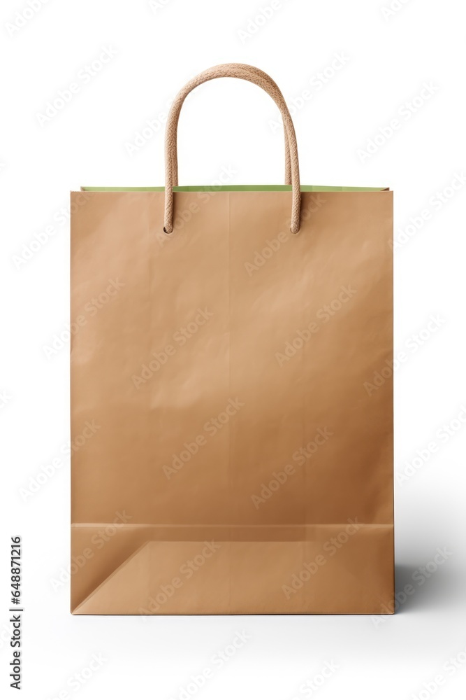 Eco friendly paper bag mock up template isolated on white background. Reduce reuse recycle, plastic free concept Eco friendly paper bag mock up template isolated on white background. Reduce reuse recycle, plastic free concept