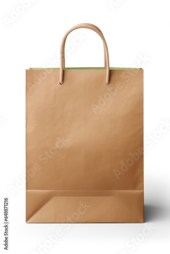 Eco friendly paper bag mock up template isolated on white background. Reduce reuse recycle, plastic free concept