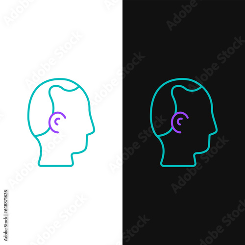 Line Baldness icon isolated on white and black background. Alopecia. Colorful outline concept. Vector