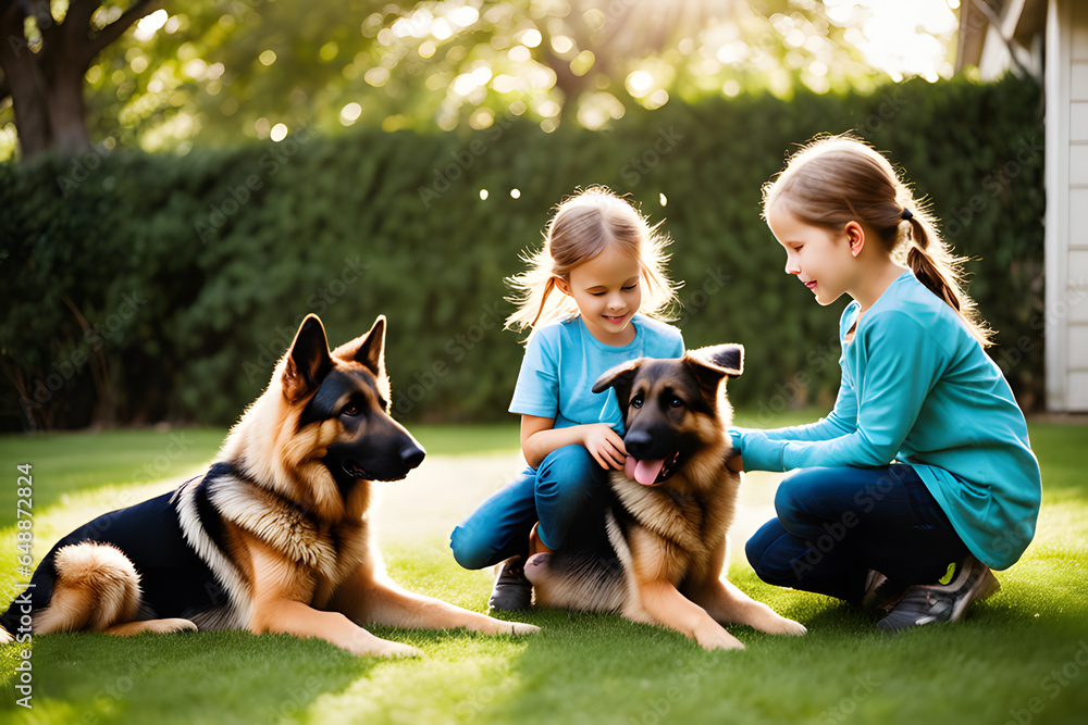 children are playing with the dogs children are playing with the dogs