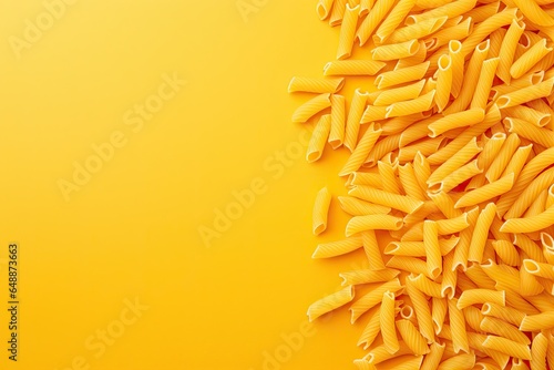 Pasta from above, pasta on the edge of image, a lot of free space, copy space photo