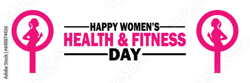 Happy Women's Health and Fitness Day. Holiday concept. Template for background, banner, card, poster with text inscription. Vector illustration