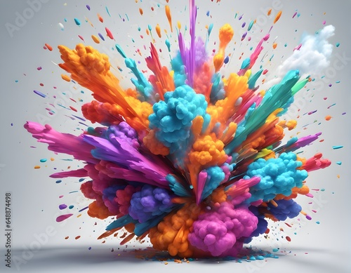 Explosive colorful idea with colorful paint and splashes. Colored powder explosion. Mind-blowing feeling of success. 