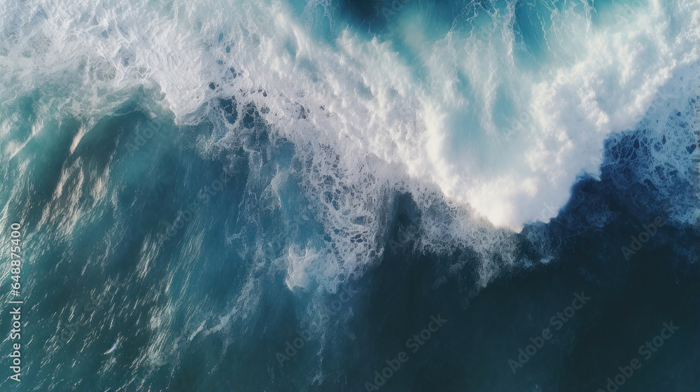 Aerial view of the majestic ocean waves, capturing the rhythmic beauty and power of nature's aquatic dance