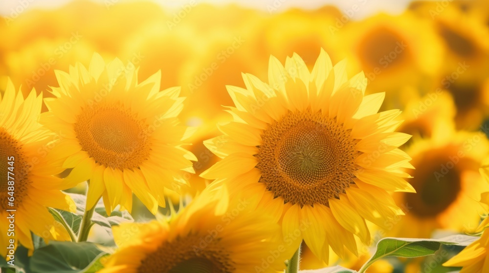 Field of sunflowers in summer, Generative AI
