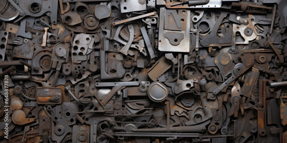 Texture Of Pile Of Pieces Of Rusty Scrap Metal For Background Created Using Artificial Intelligence