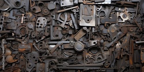 Texture Of Pile Of Pieces Of Rusty Scrap Metal For Background Created Using Artificial Intelligence
