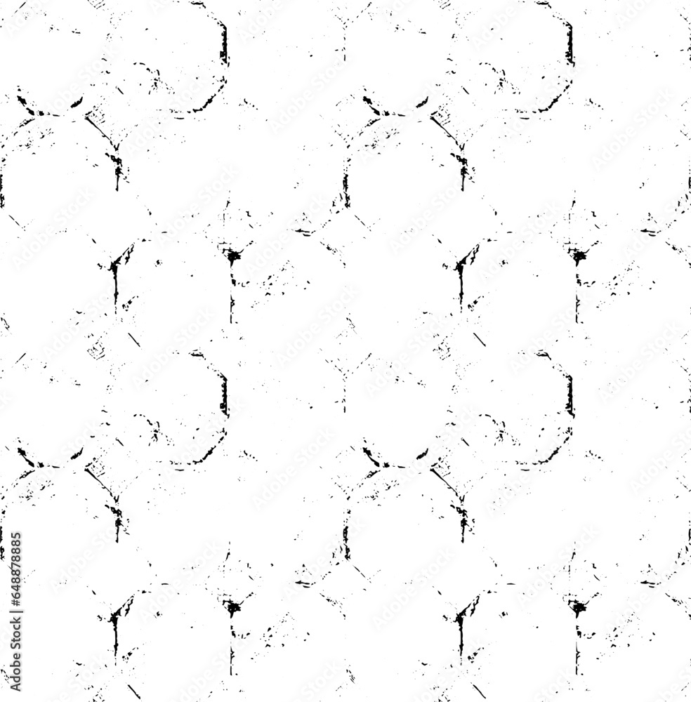 Monochrome texture composed of irregular graphic elements. Distressed uneven grunge background. Abstract vector illustration. Overlay for interesting effect and depth. Isolated on white background.
