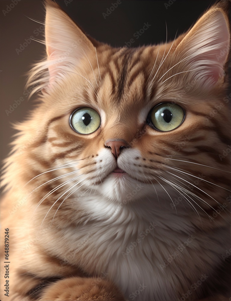 Cute cat portrait. AI generated illustration