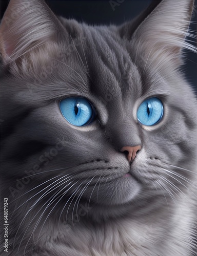 Cute cat portrait. AI generated illustration