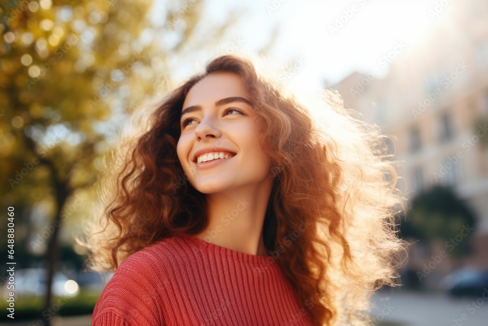 Fototapeta premium positive cheerful happy young woman smile