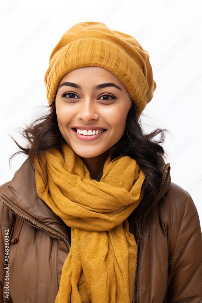 Indian Girl in Trendy Indo-Western Outfit on White Background Indian Girl in Trendy Indo-Western Outfit on White Background