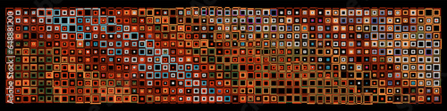 Mosaic squares abstract geometric retro colorful banner. Glitch art. Data blocks. Vector illustration. Creative coding computational design.