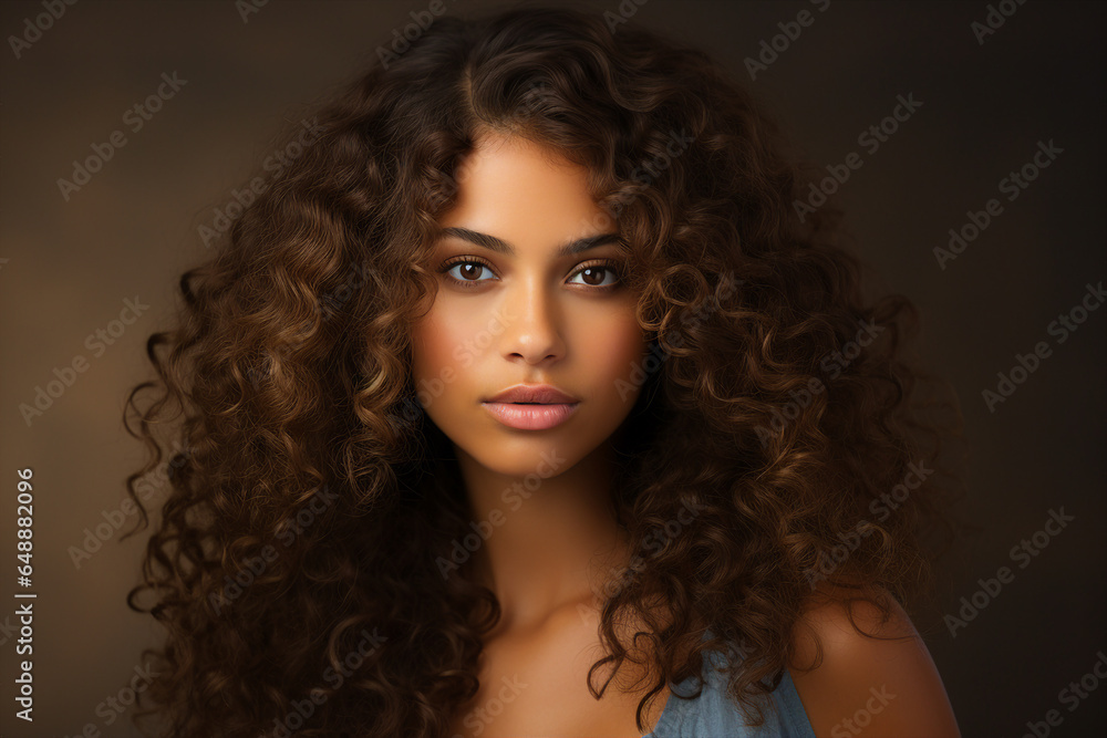 Generative ai collage image picture of lovely pretty latin woman looking in camera with long wavy haircut Generative ai collage image picture of lovely pretty latin woman looking in camera with long wavy haircut