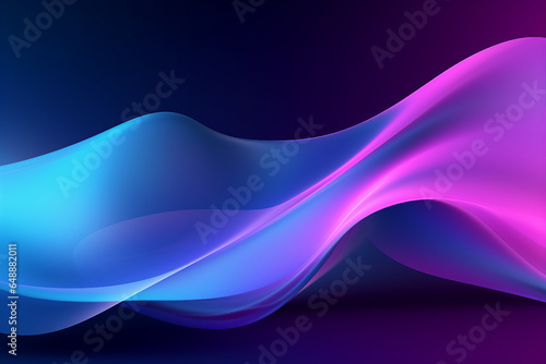 Digital image poster with glowing neon colors fantasy curves moving waves lines created with generative ai