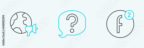 Set line Create account, World news and Speech bubble chat icon. Vector
