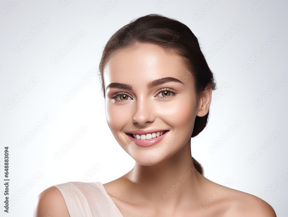 Young Woman skin Glows, Beauty Products commercial photoshoot for beauty products isolated on white background Young Woman skin Glows, Beauty Products commercial photoshoot for beauty products isolated on white background