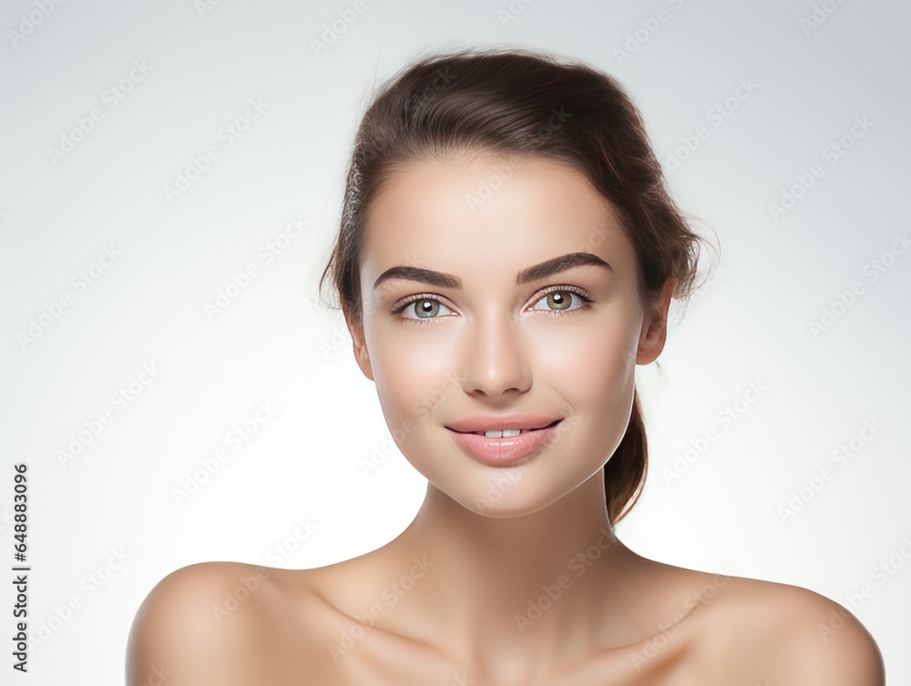 Young Woman skin Glows, Beauty Products commercial photoshoot for beauty products isolated on white background Young Woman skin Glows, Beauty Products commercial photoshoot for beauty products isolated on white background