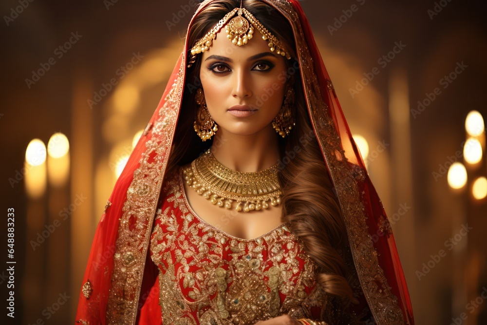 Charismatic Haryanvi Bride in Red and Ivory Lehenga