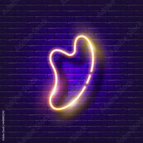 Guasha massager facial scraper neon icon. Beauty and youth concept