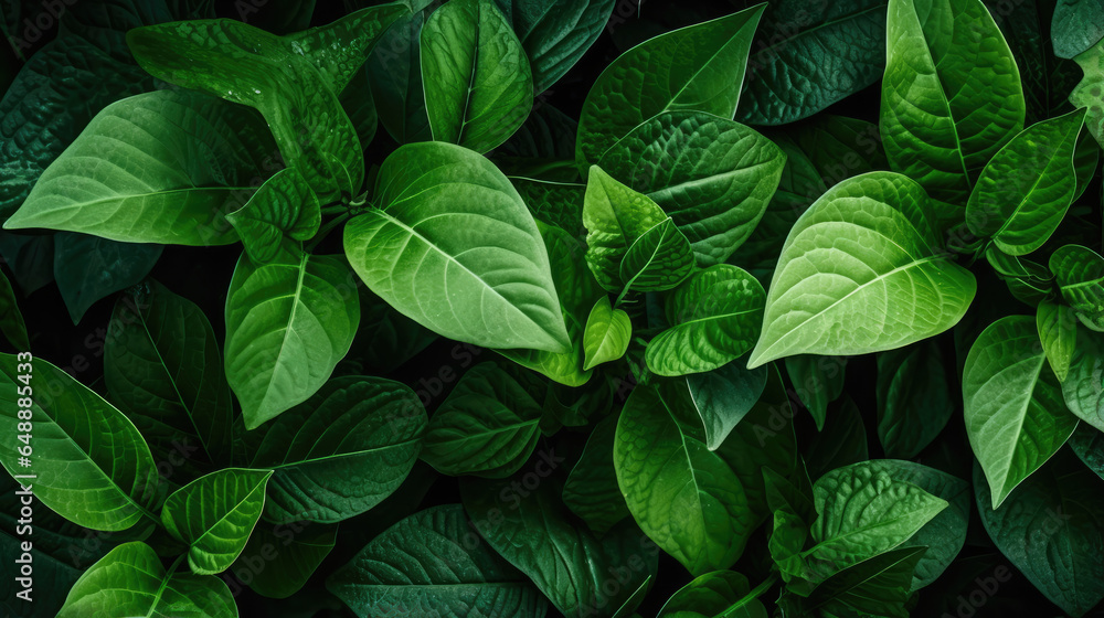 Closeup Green Leaves Background - Fresh Leaf Pattern Overlay Closeup Green Leaves Background - Fresh Leaf Pattern Overlay