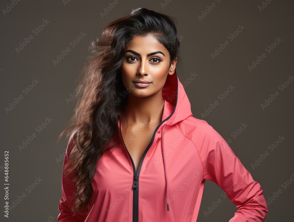 Confident Indian Beauty in Versatile Sportswear for Fitness Brand Ad Confident Indian Beauty in Versatile Sportswear for Fitness Brand Ad