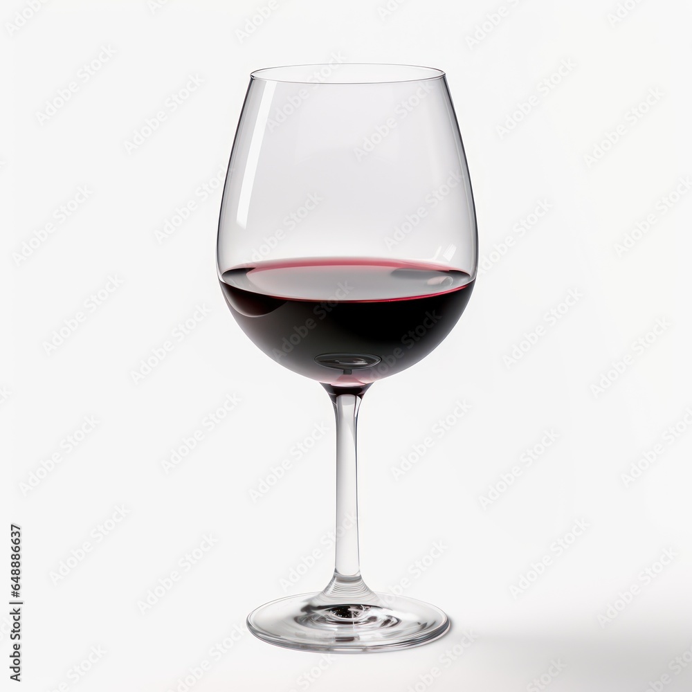 Crystal-Clear Wine Glass Filled with Deep Red Wine, Isolated on White Background Crystal-Clear Wine Glass Filled with Deep Red Wine, Isolated on White Background