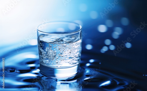 A pristine glass of crystal-clear water, embodying purity and vitality, ready to quench your thirst beautifully