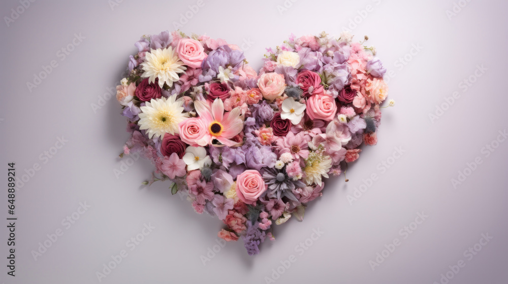 Elegance in bloom: A stunning heart-shaped floral arrangement, where nature's beauty intertwines to create a symbol of love and grace Elegance in bloom: A stunning heart-shaped floral arrangement, where nature's beauty intertwines to create a symbol of love and grace