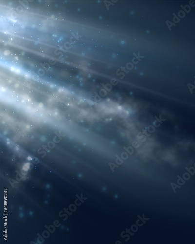 Background for presentation with smoke illuminated by spotlights . Vector illustration.