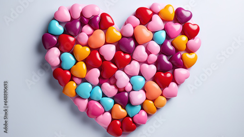 Heart shaped candy for valentines day, Bright color. Generative Ai