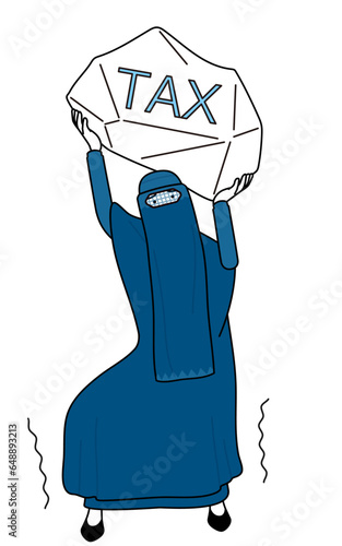Muslim woman in burqa suffering from tax increases
