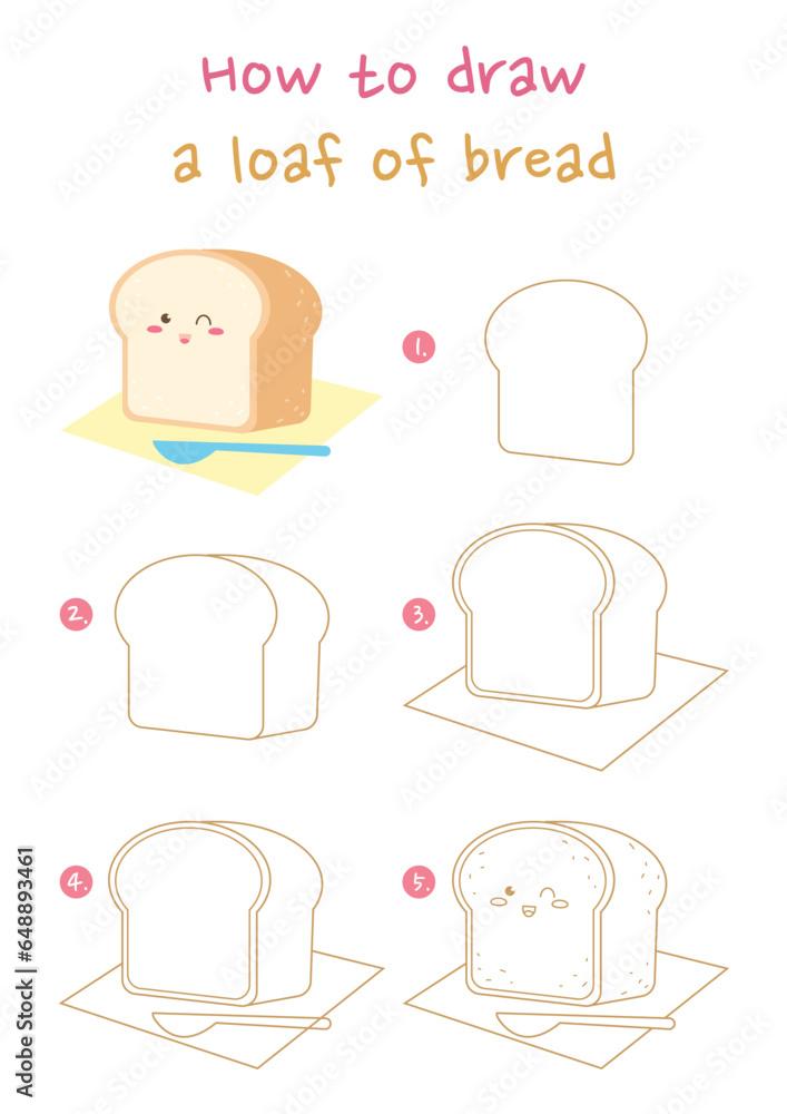 How to draw a loaf of bread vector illustration. Draw a loaf of bread