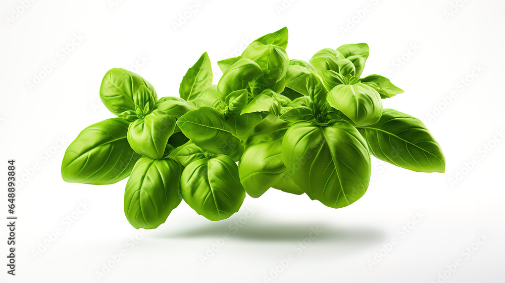 Flying green leaves on white background spring leaf pattern . Generative Ai Flying green leaves on white background spring leaf pattern . Generative Ai